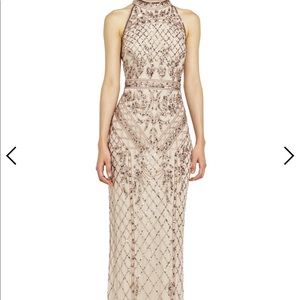 Adrianna Papell Mock Neck Beaded Column Dress